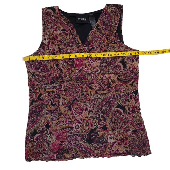 Liz Claiborne Vintage Women’s Slipover V-Neck Patterned Lined Tank Top Size L - Picture 7 of 13